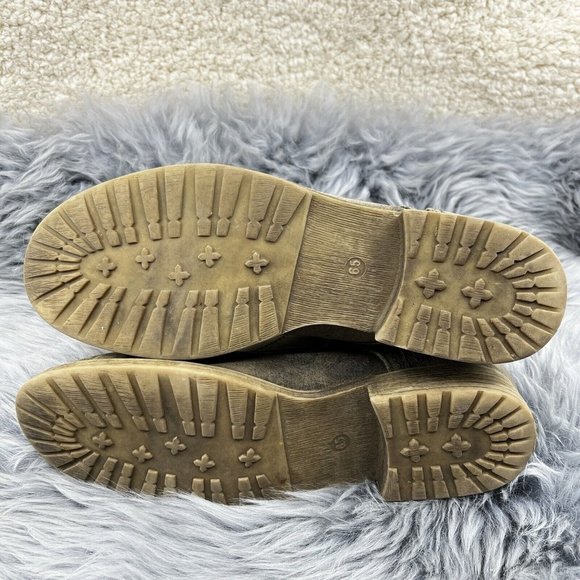 Vintage Bed Stu Distressed Military Combat Leather Boots Gray Beige Size 6.5 - Picture 8 of 11